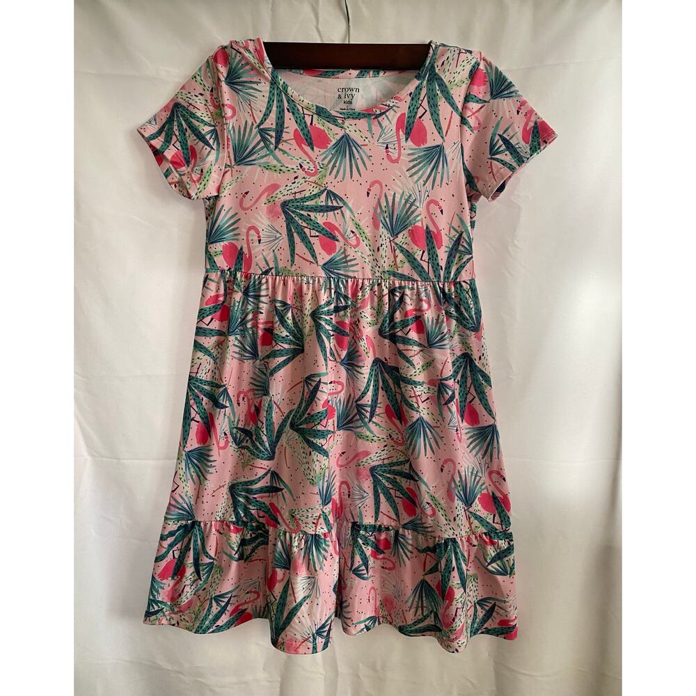 Crown & Ivy Girls Dress Flamingos Size Large